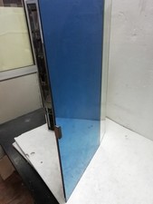 MOBILE CONTENITORE IN ACCIAIO E CRISTALLO BLU  74X37X P13 ANNI 70 MARCA LUPI