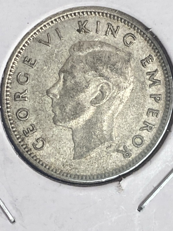 1937 Silver New Zealand 6 Pence World Silver Coinage
