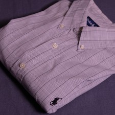 Vintage Ralph Lauren Yarmouth Button Down Shirt Mens Sz 16 34/35 Gray Check