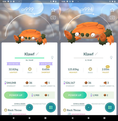 #ad Pokémon Go Klawf XXL or XXS Trade 20k Stardust $3.00