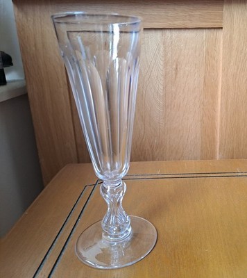 Antike Kristall Sektflöte Panel Schale Viktorianisch / Georgianisches Glas Retro