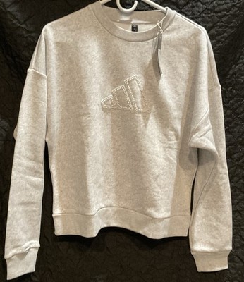 New Adidas Women s Seasonal Essentials Pearl Graphic Gray Sweatshirt Size Medium