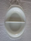Vtg Pyrex Divided Casserole Dish White Milk Glass 2 Compartments 1.5 Quart Oval