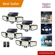 2500LM Solar Outdoor Lights - 210 LED Motion Sensor Floodlights - Remote Control