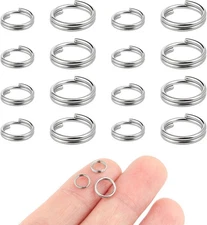400Pcs Mini Split Jump Rings - 6Mm 8Mm Double Loops Stainless Steel Small Key Ri