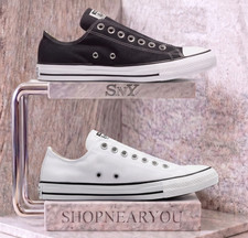 CONVERSE Men's Chuck Taylor All Star Slip On Low Top Black White NEW Sneakers