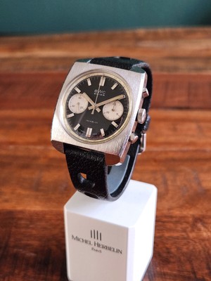 BWC Chronograph Landeron 248 Reverse Panda Dial Vintage Tropic Sport Strap