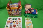 VTG 80s Cabbage Patch Kids AM Radio,Metal Tin,Puffy Stickers,Gowth Chart