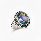 Mystic Topaz Gemstone 925 Sterling Silver Jewelry All Size Ring For Gift