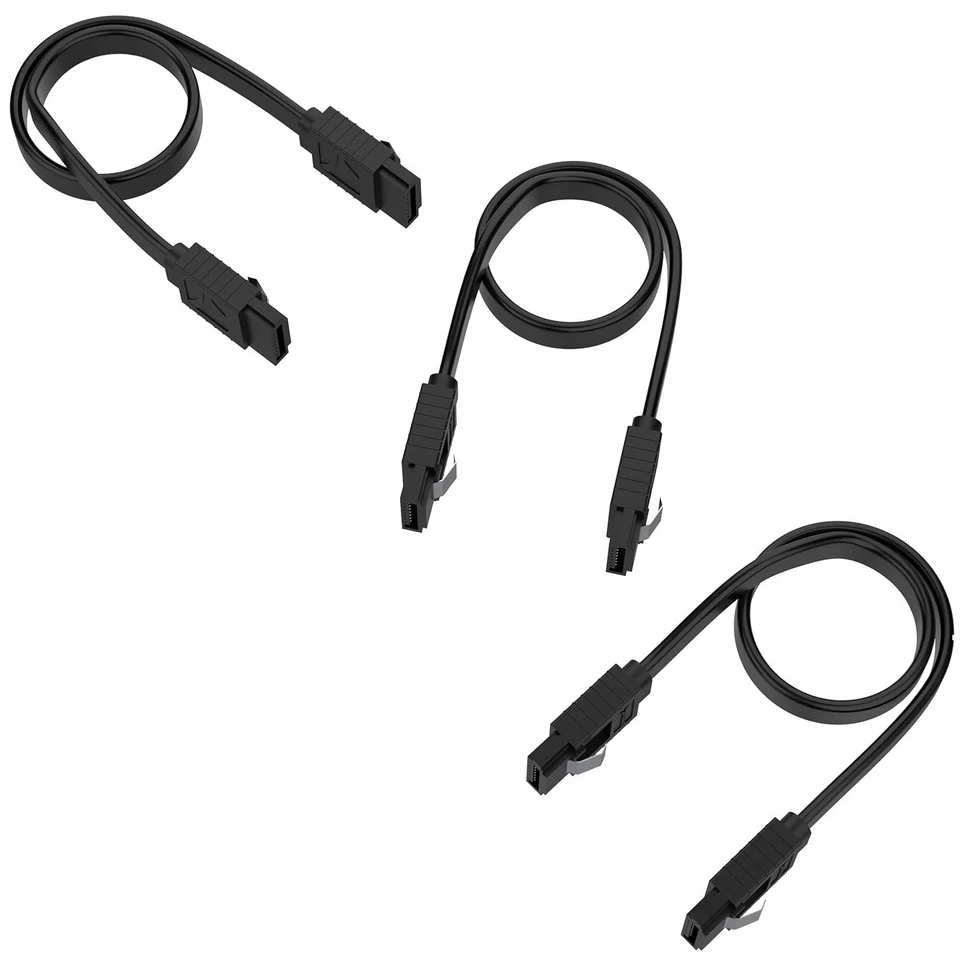 3 Pack SATA III 6 Gbit/s Straight Data Cable with Lock Latch for HDD/SSD/CD/DVD - Image 3 of 4