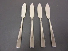 Set of 4 Oneida Easton Fish Knives Stainless Butter Dinner Knife GLOSSY USA Made