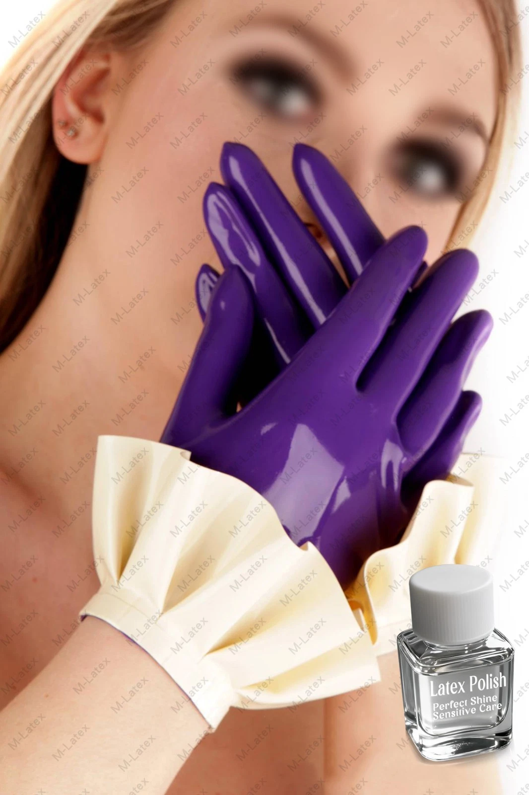 Latex polish Rubber Gummi maid ruffles wrist Gloves mittens customized .4mm #913