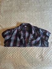 VAMP Women's 2XL Shrug Blazer Crop Gray Black Red Plaid