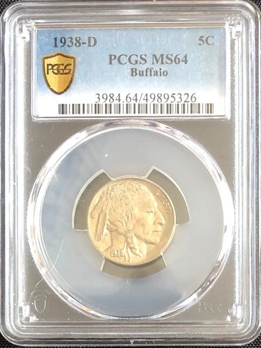 Buffalo Nickel ** PRICE DROP ** - 1938-D PCGS-Graded MS64.