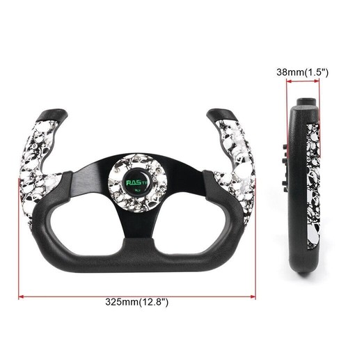 Universal U Shape Flat Drift Racing Leather Steering Wheel w/6 Holes Horn Button - Bild 3 von 11