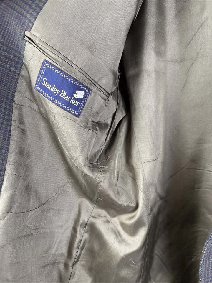 Chaqueta Abrigo Deportivo De Colección Para Hombre 40R Stanley Lana Negra Tweed Cuadros Glen EE. UU. USADA EN EXCELENTE ESTADO Foto 4 de 4