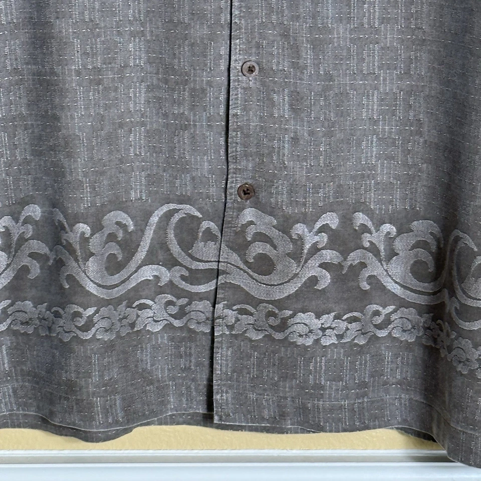 Camisa Hawaiana Edición Quiksilver Para Hombres 2XL Marrón Abotonada Cómoda Mezcla de Seda Foto 2 de 4