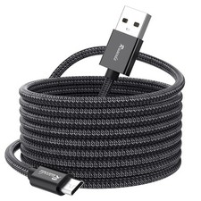 Long Micro USB Cable Android Charger 20ft with Gold-Plated 20Ft, nylon braid