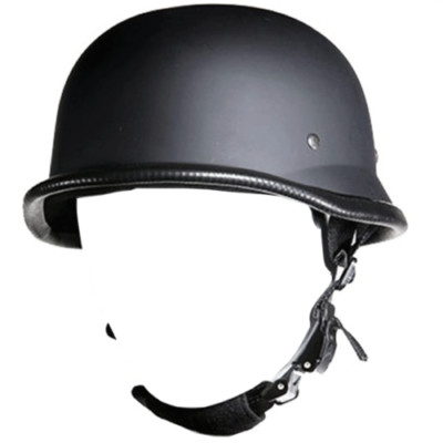 Motorcycle Half Helmet German Novelty Flat Black Cruiser Biker Fiberglass shell