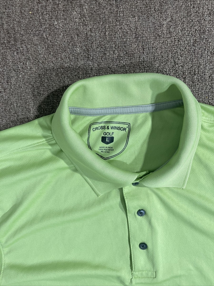 Cross & Winsor Golf Polo Shirt Men L green Short Sleeve