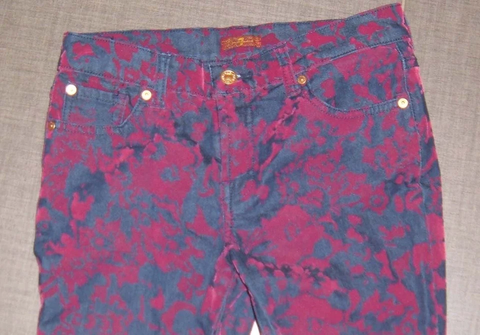 Семь 7 для всего человечества красный бархат флокированные узкие джинсы ультра классный 14 новый без ЯРЛЫКОВ ПОЗОЛОТА - Изображение 4 из 4