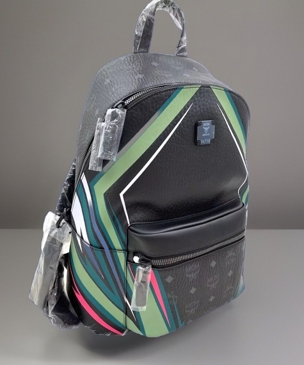 AUTH NWT MCM Men’s Stark Visetos Zigzag Coated Canvas Medium Backpack in  Multi