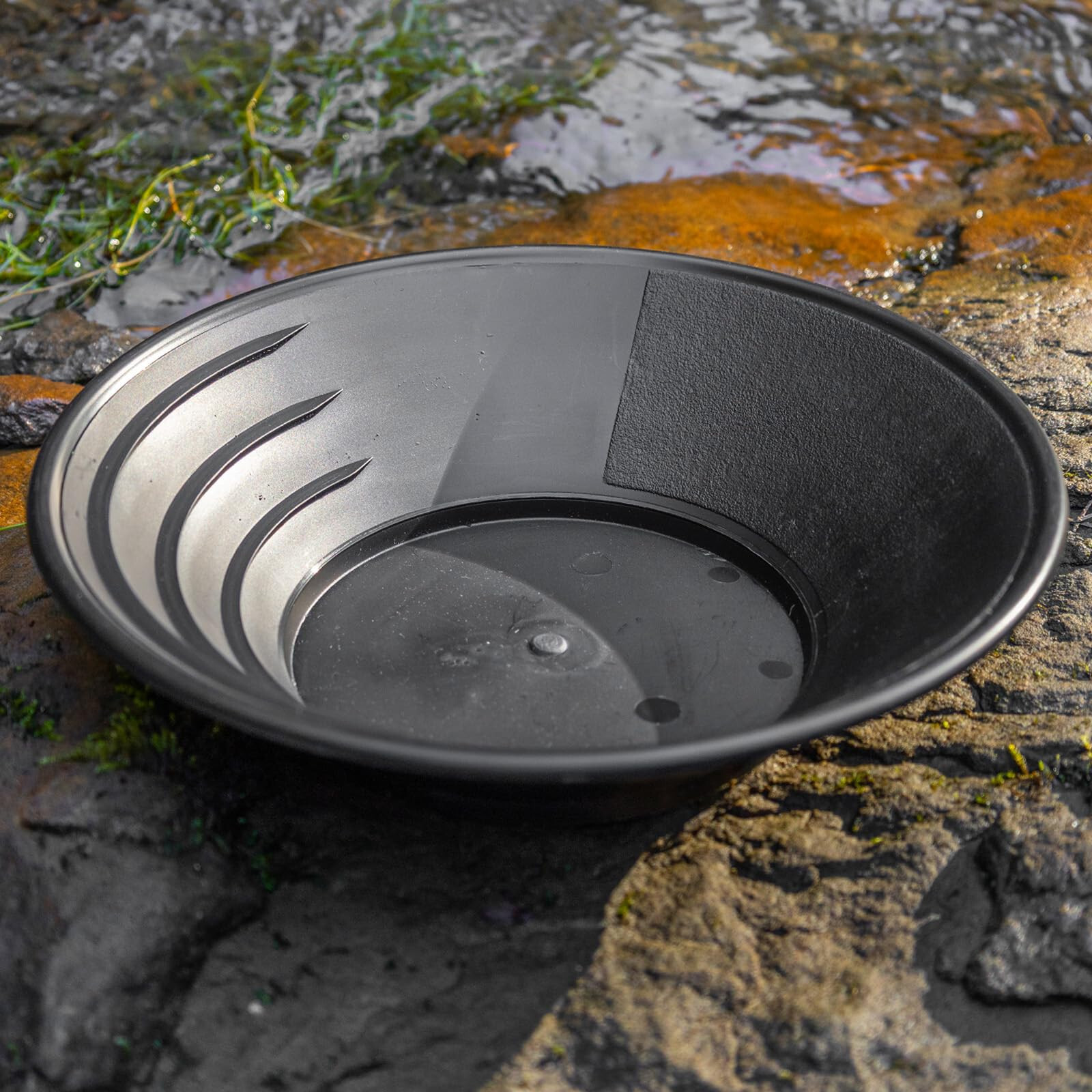 ASR Outdoor 11 Inch Heavy Duty Single Riffle Gold Pans Made in USA, Black