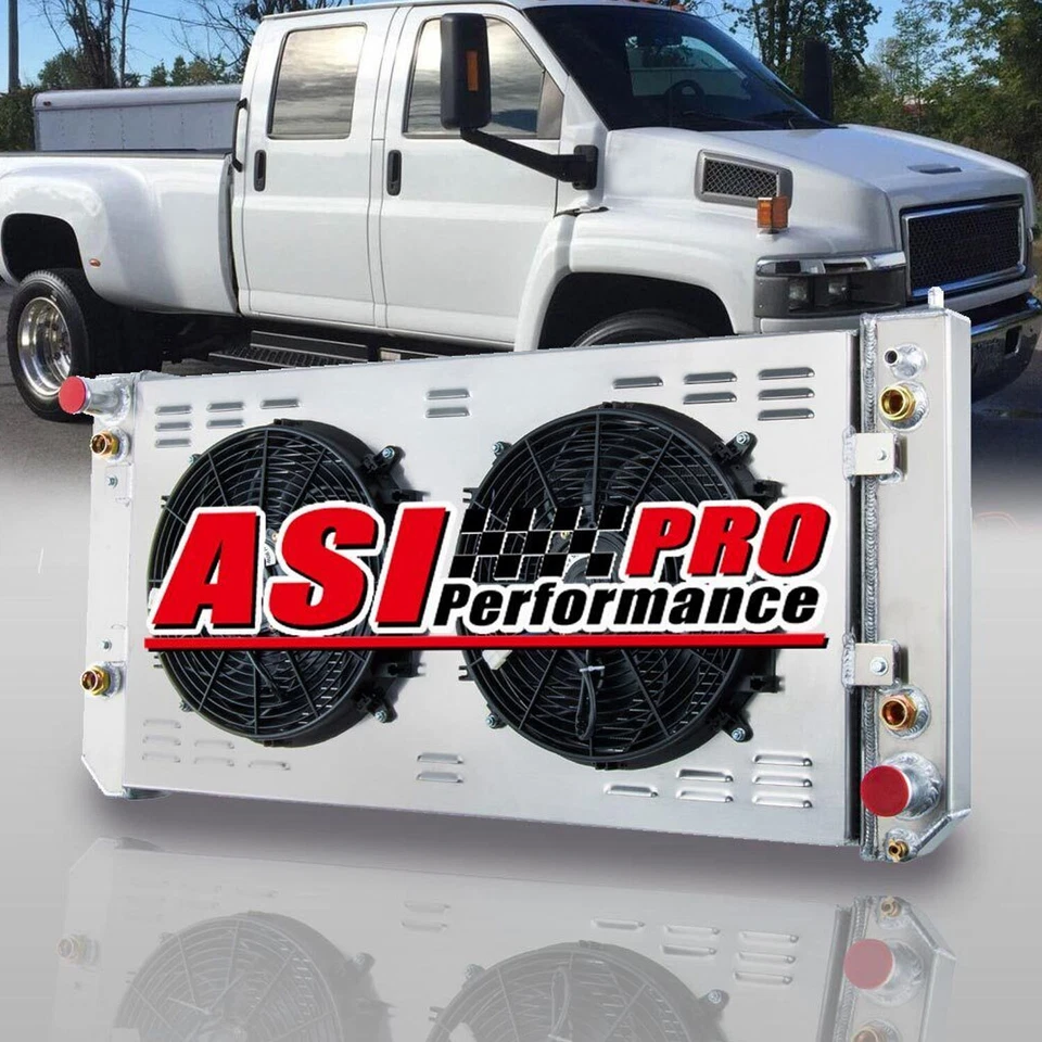 3Row Radiator Shroud Fan For 03~07 05 Chevy GMC C4500 C5500 C6500 Kodiak Topkick Foto 2 de 4