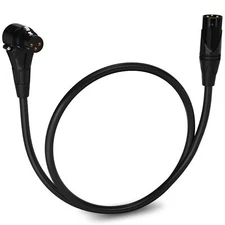 LyxPro 1.5 Feet Microphone XLR Angled Female Cable, 3 Pin Mic Cable - Black