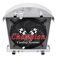 Qr Champion 2 Row Radiator Flathead V8 Conv16 Fan For 1928 1929 Ford Model A