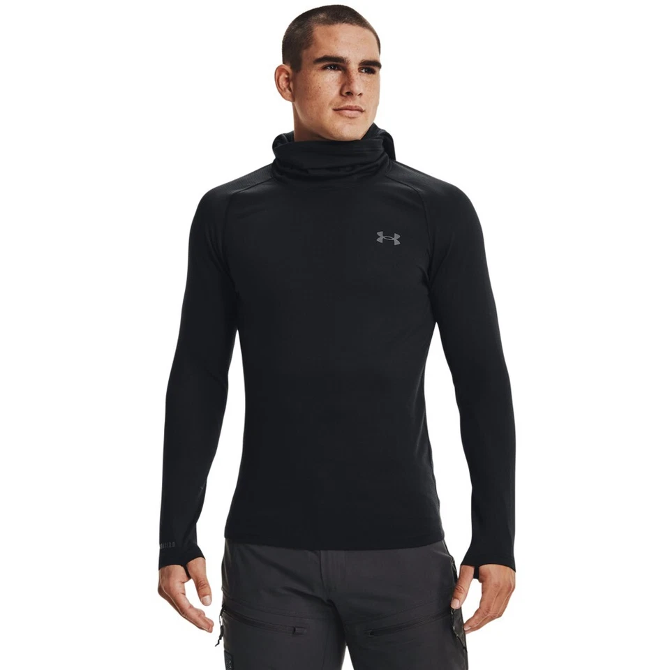 Under Armour 1365685 Men's UA ColdGear Base 3.0 Top Baselayer Hoodie, Black - Image 3 of 4