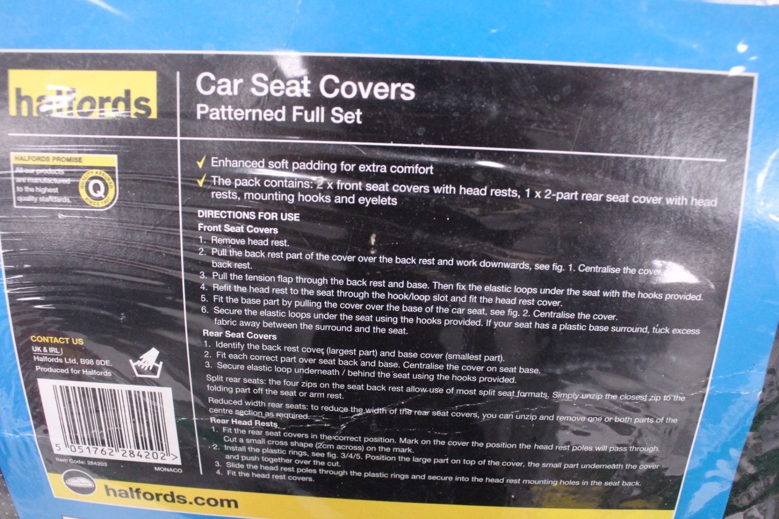 HALFORDS MONACO Car Seat Covers Patterned Full Set Black eBay