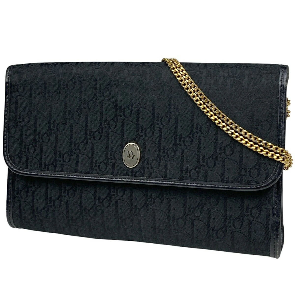 Sac bandoulière Christian Dior trotteur chaîne pochette toile noire   Superbe état