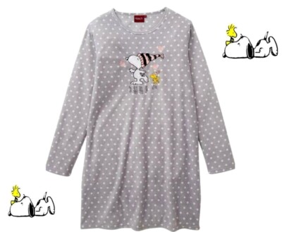 Weißes Damen Nachthemd Mit Snoopy & Herzen – Kurzarm, Größe L, Maschinenwaschbar