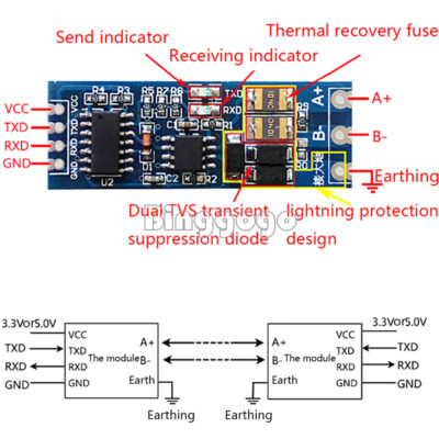 Stable UART Serial Port to RS485 Converter Function Module RS485 to TTL Module