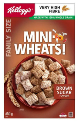 Kellogg's Mini-Wheats Cereal Brown Sugar Flavor, Family Size, 650g