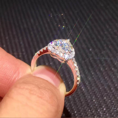 1.30 Ct Real Moissanite Heart Cut Engagement Wedding Ring 925 Sterling Silver - Bild 3 von 7
