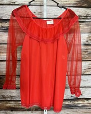 Gotham 2pc Vtg Lingerie Set Sz Medium Top Pants Red Lace Trim Hollywood Glam