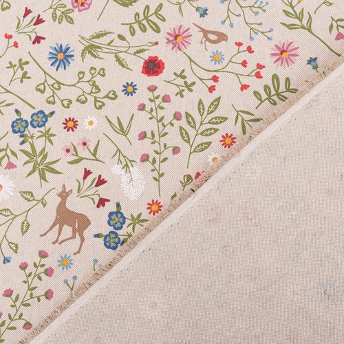 Dekostoff Halbpanama Leinenlook Floral Animal Garden natur bunt 1,4m - Bild 6 von 6