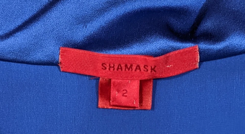 Camisa Shamask Deep Vibrant Azul Seda Fácil Relajada Talla 2 EE. UU. Foto 3 de 4