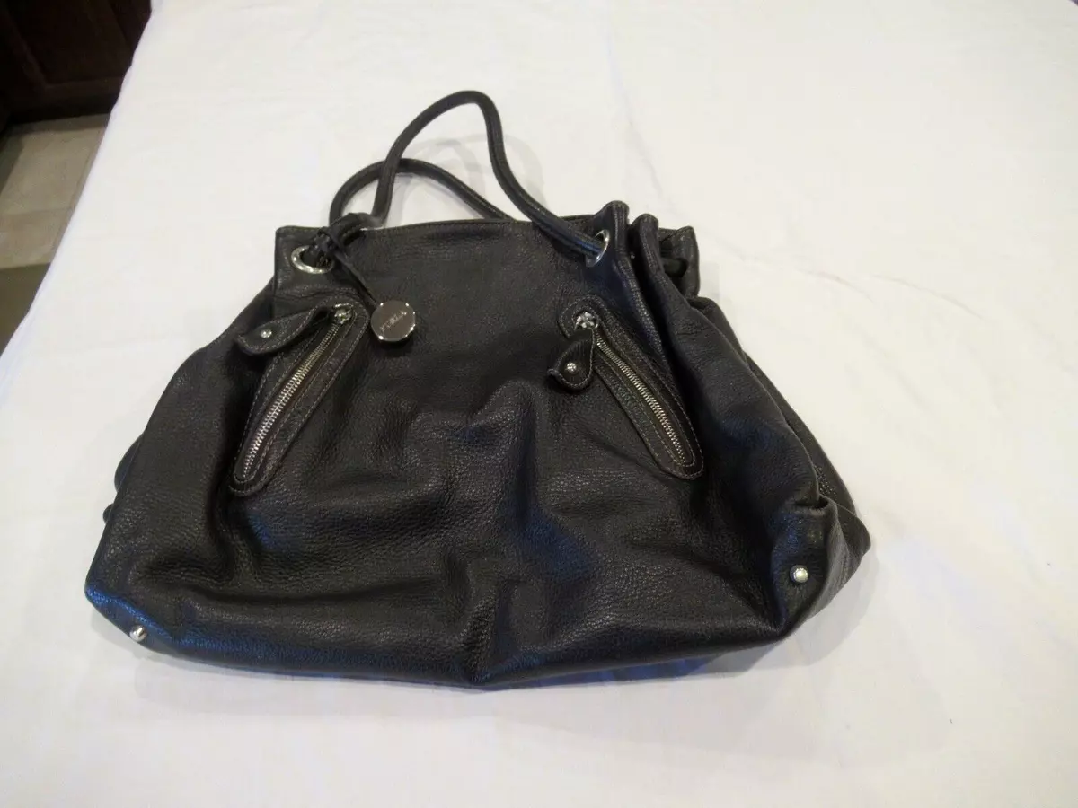 Furla black leather bucket bag purse handbag