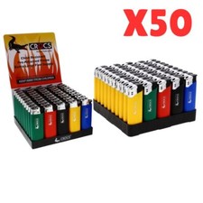 X50 FLINT/ELECTRIC DISPOSABLE LIGHTERS CHILD RESISTANT 5 ASSORTED COLOURS - NEW