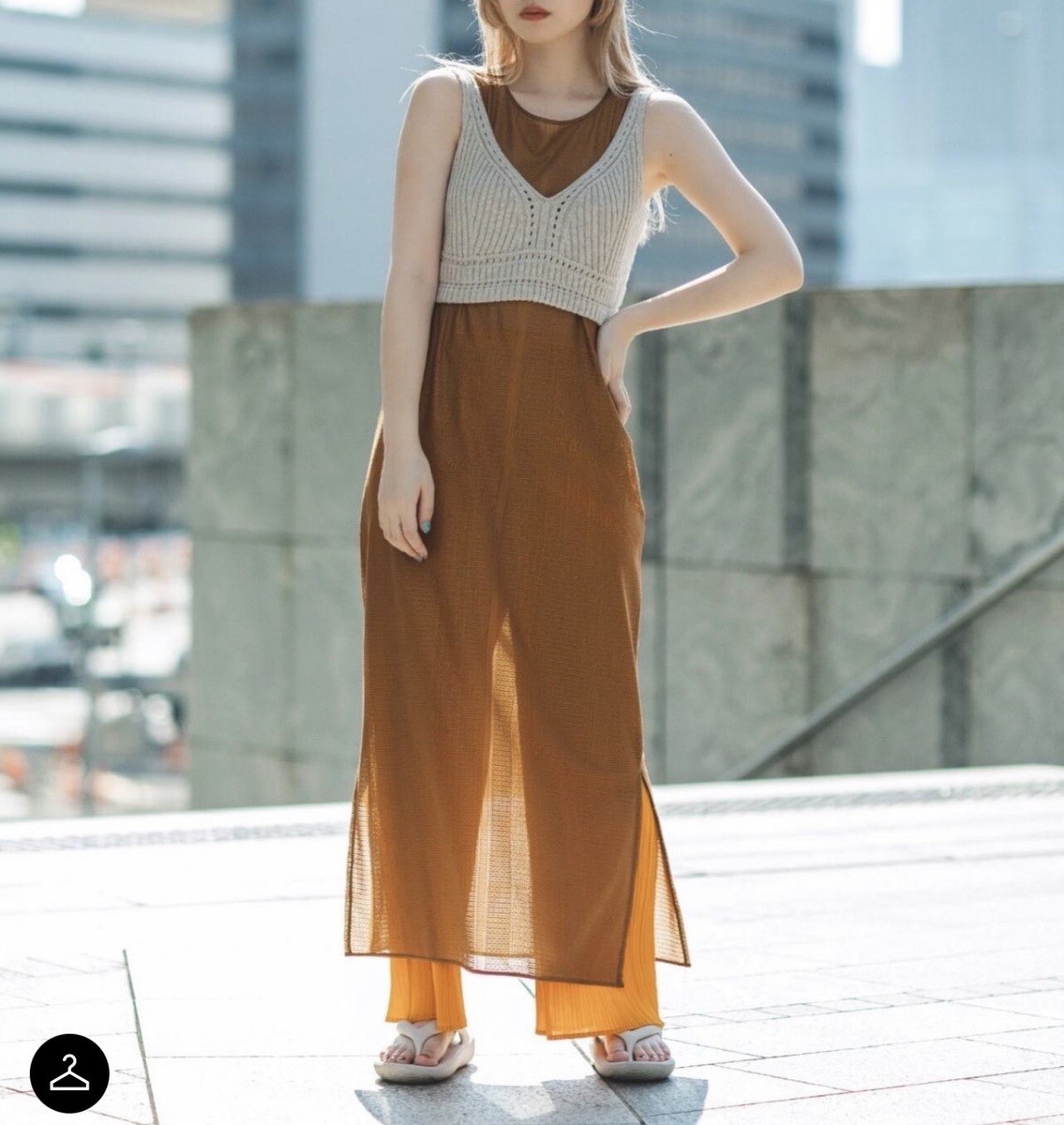 UNIQLO x MAME KUROGOUCHI Mesh Sleeveless Long Dress Brown Size XS