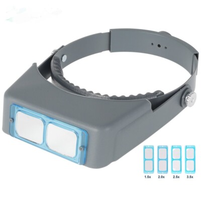 Headband Magnifier Headset  Magnifying Visor with 4Glass Optical Lens Plates