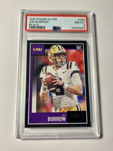 Joe Burrow 2020 Panini Score Rookie BLACK PARALLEL RC #360 PSA 8 Bengals LSU SSP