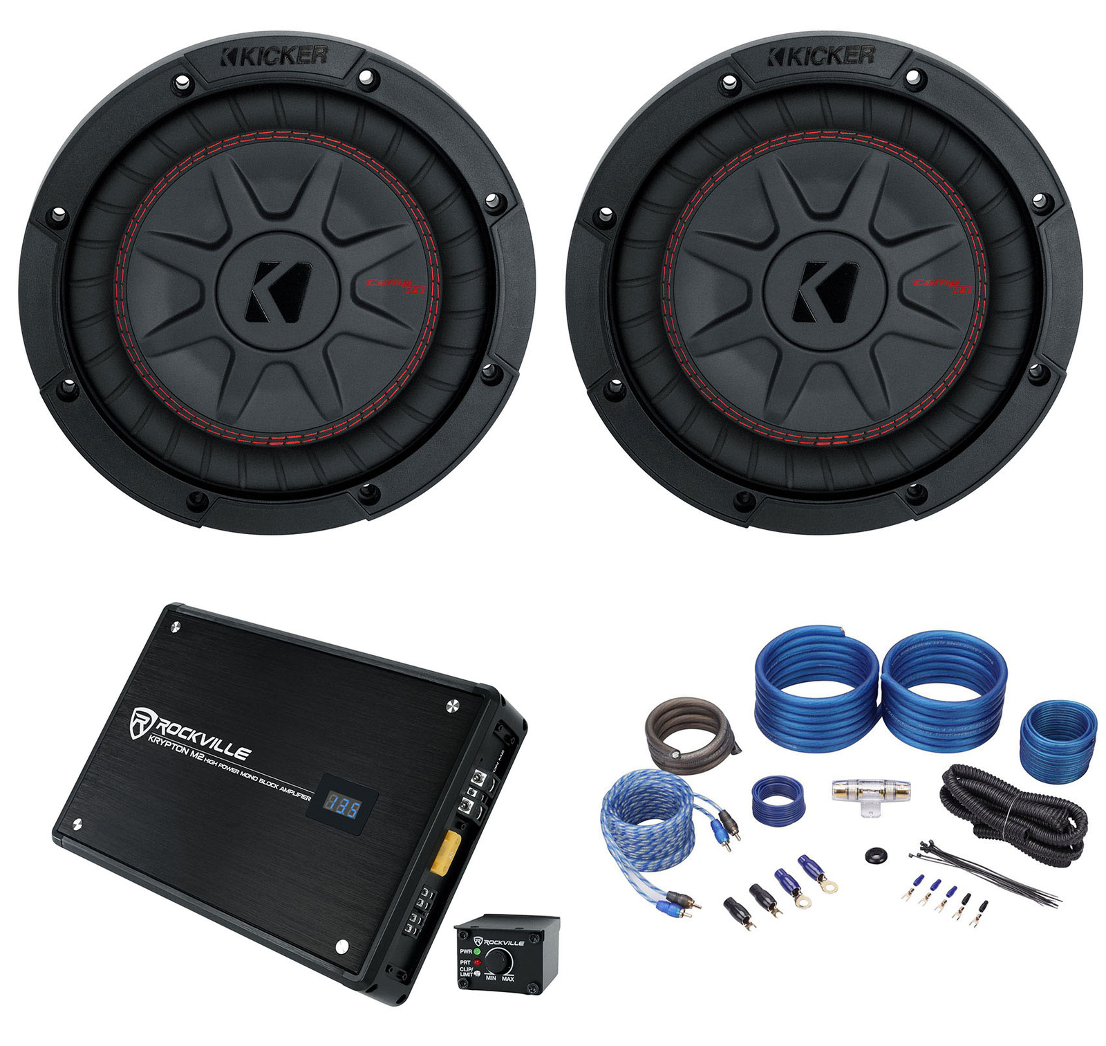 2 Kicker 48CWRT84 COMPRT8 1200 Вт 8 автомобильных сабвуферов Моноусилитель Kicker Комплект усилителей 73590₽