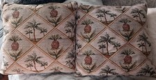 Palm Tree Tropical Paradise Wheat Tapestry Decorative Throw Pillow Set 2 15X15