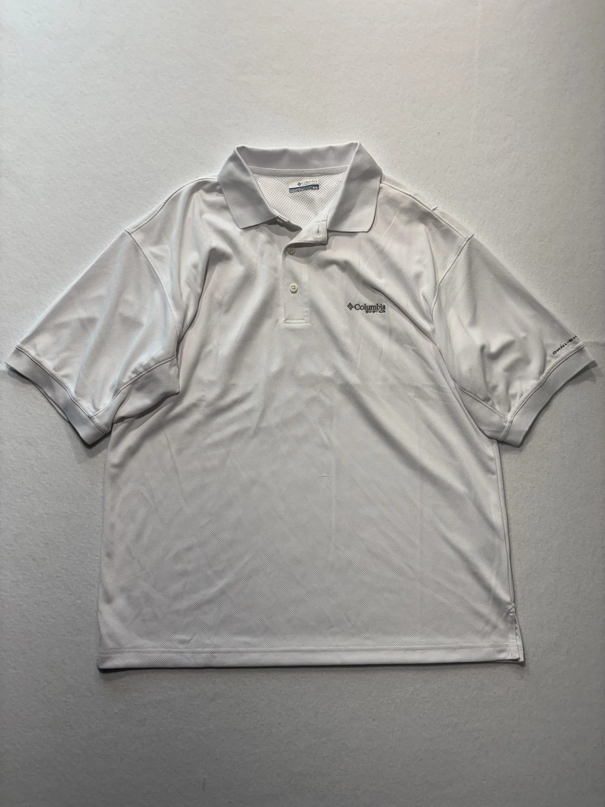 Columbia PFG Omni-Shade Polo Shirt Mens Medium White Fishing UV Protection