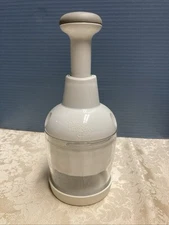 Pampered Chef Food Chopper Stainless steel Rotating Blade White Great Condition 