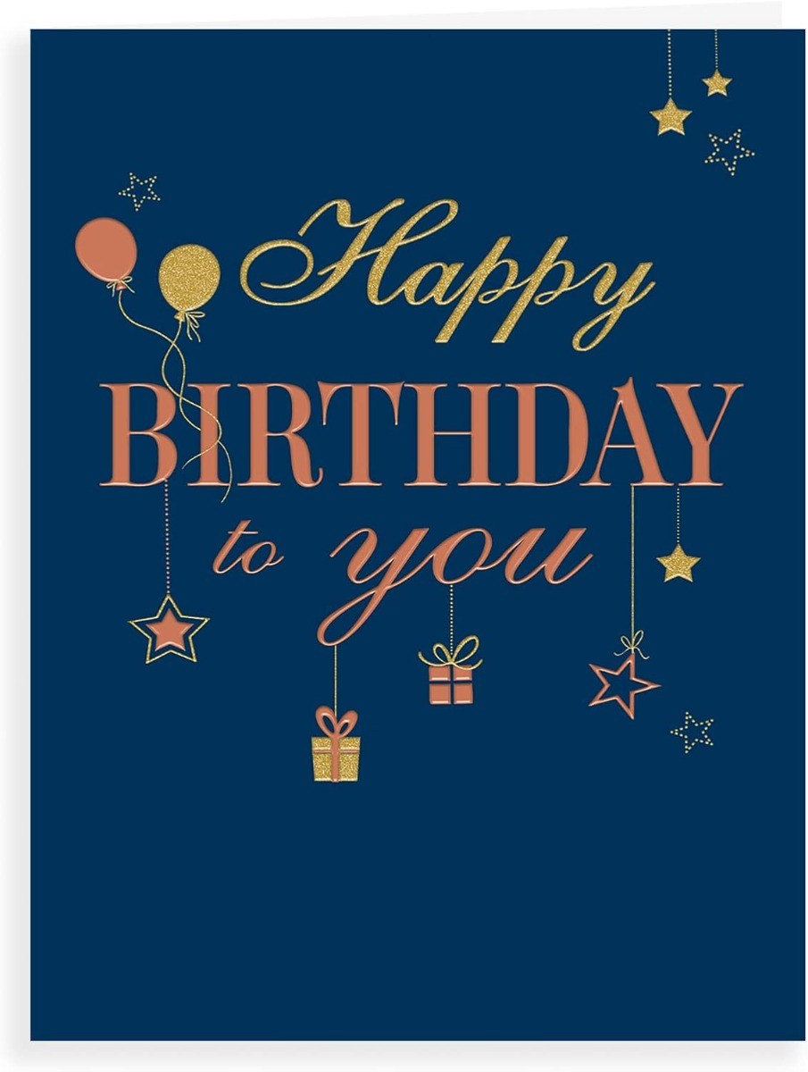 Male Happy Birthday Card. Classic Black Design. 23x15cm